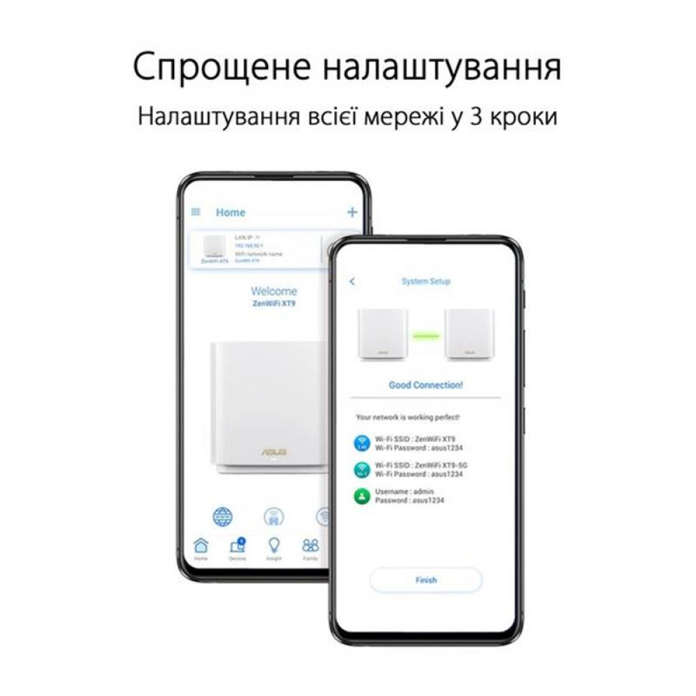 Wi-Fi Mesh-система Asus ZenWiFi XT9 1pk White (90IG0740-MO3B60)