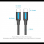 Кабель Vention USB Type-C - USB Type-C (M/M) TPE Round PD 100W, 5A, 1 м, Black (COTBF)