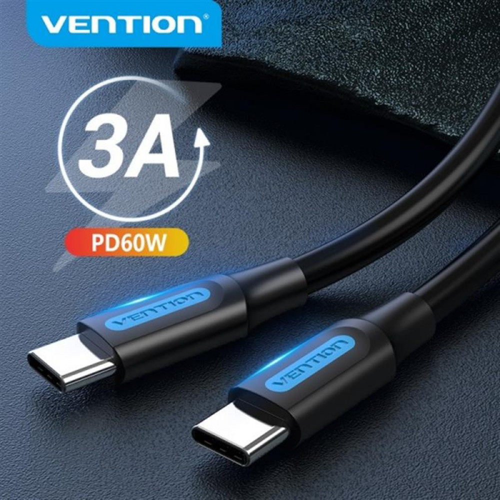 Кабель Vention USB Type-C - USB Type-C (M/M) TPE Round PD 60W, 3A, 0.5 м, Black (COSBD)