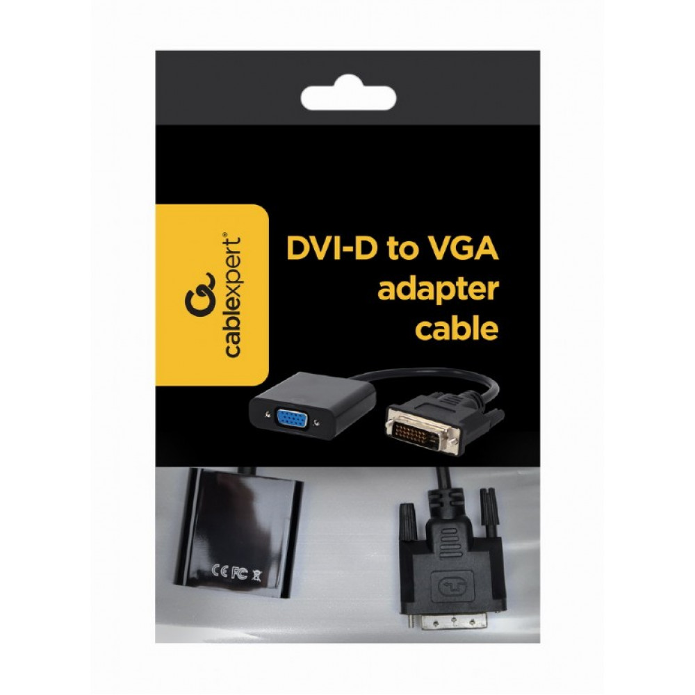 Адаптер Cablexpert DVI - VGA (M/F), 0.2 м, Black (A-DVID-VGAF-01) пакет