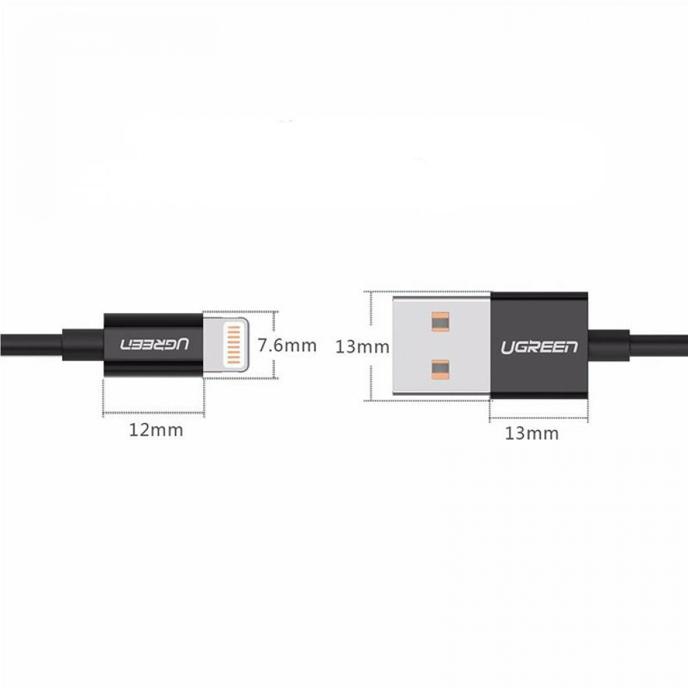 Кабель Ugreen USB - Lightning (M/M), 2 м, Black (80823)