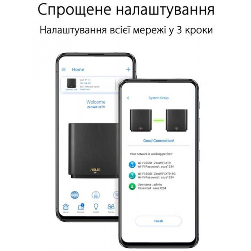 Wi-Fi Mesh-система Asus ZenWiFi XT9 2pk Black (90IG0740-MO3B30)