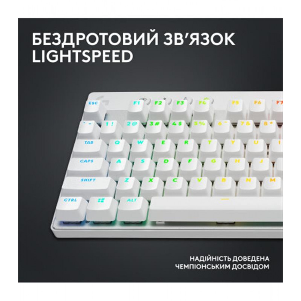 Клавiатура бездротова Logitech G PRO X TKL Lightspeed White Tactile (920-012148)