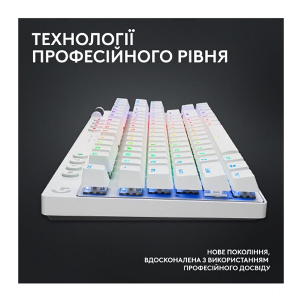 Клавiатура бездротова Logitech G PRO X TKL Lightspeed White Tactile (920-012148)