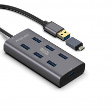 USB-хаб Promate EzHub Grey 7 ports