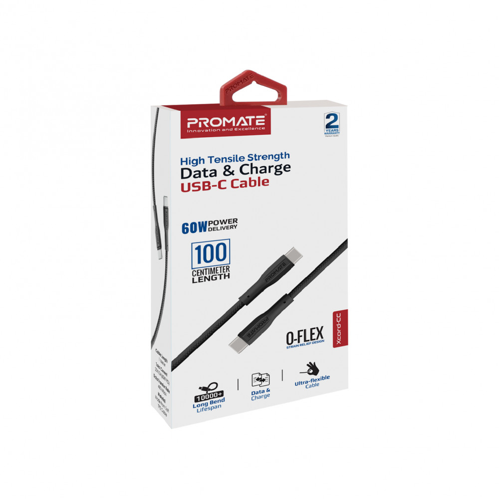 Кабель Promate xCord-CC USB Type-C - USB Type-C (M/M), 1 м, Black (xcord-cc.black)