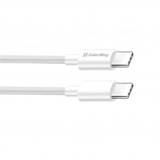 Кабель ColorWay USB Type-C - USB Type-C (M/M), PD Fast Charging 65W, 3.0 А, 1 м, White (CW-CBPDCC055-WT)