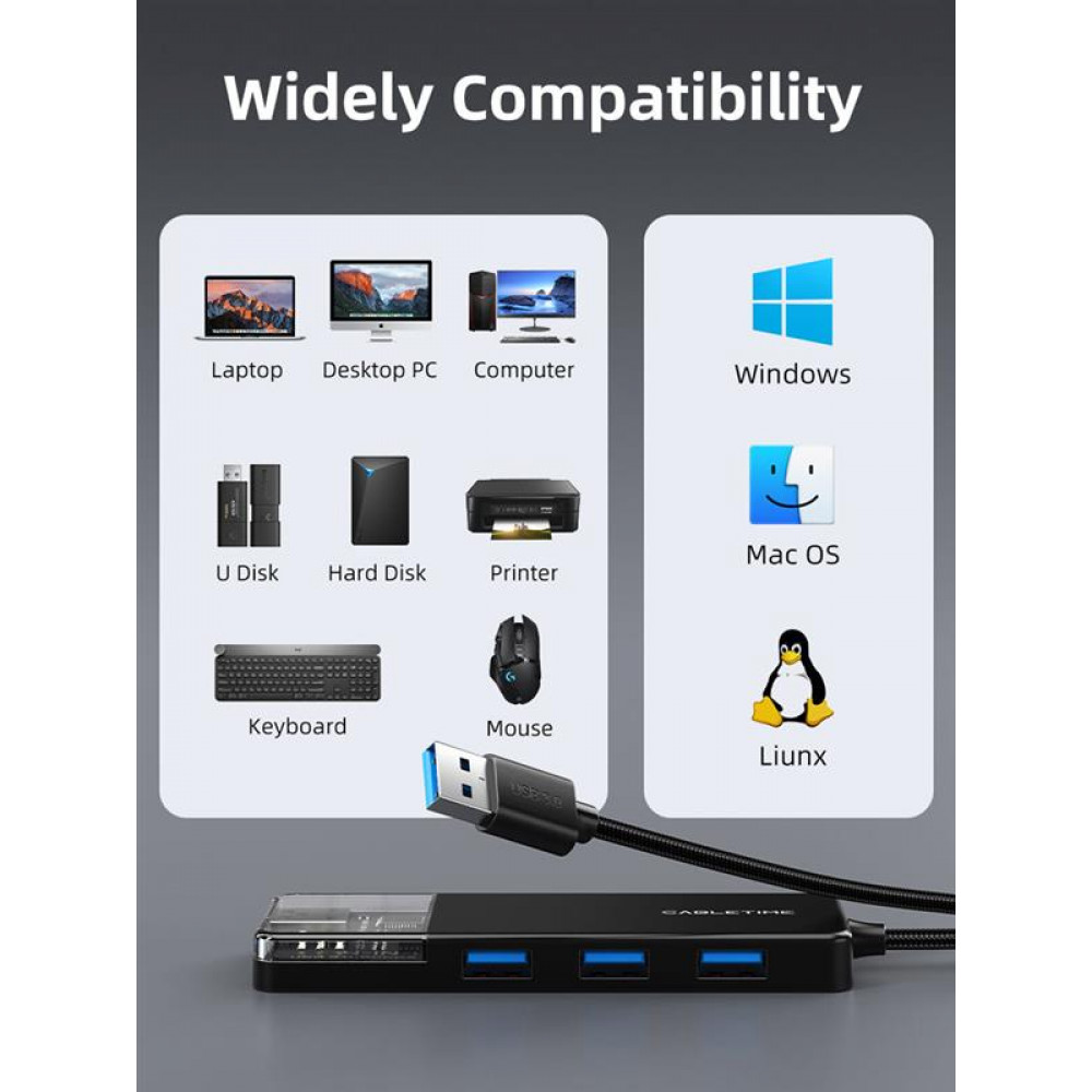 USB-хаб Cabletime CB02B 4 ports