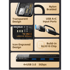 USB-хаб Cabletime CB03B USB Type-C 4-в-1 USB-хаб Cabletime CB03B USB Type-C 4-в-1