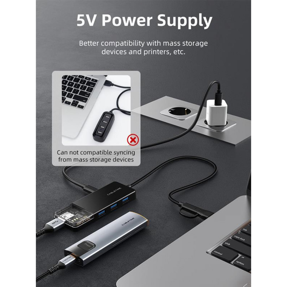USB-хаб Cabletime CB03B USB Type-C 4-в-1