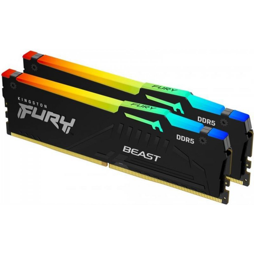 Модуль пам`яті DDR5 2x16GB/5200 Kingston Fury Beast RGB Black (KF552C40BBAK2-32)