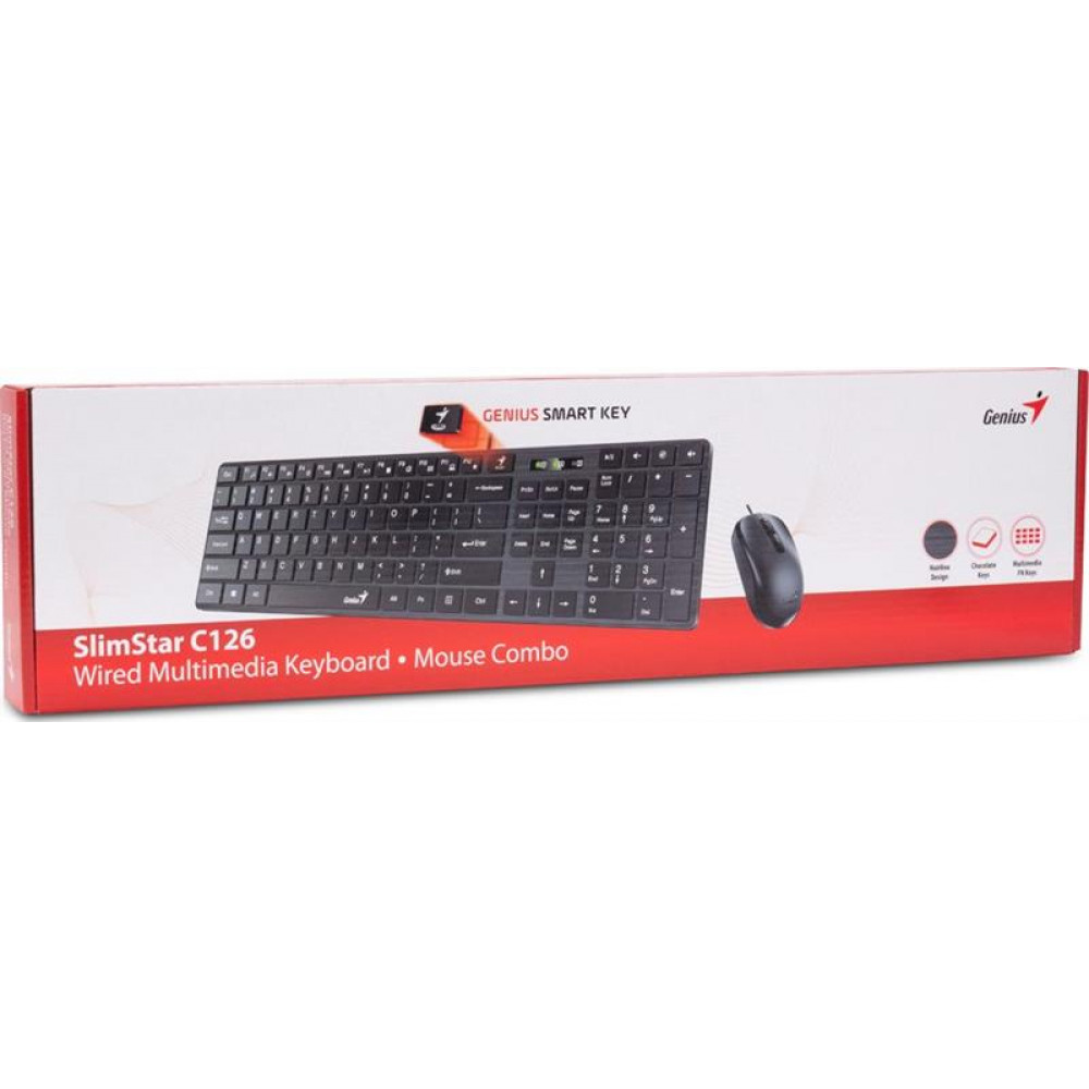 Комплект (клавіатура, миша) Genius C-126 SlimStar Black Ukr (31330007407)