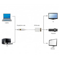 Адаптер Cablexpert DisplayPort - DVI (M/F), 0.1 м, білий (A-DPM-DVIF-002-W) пакет