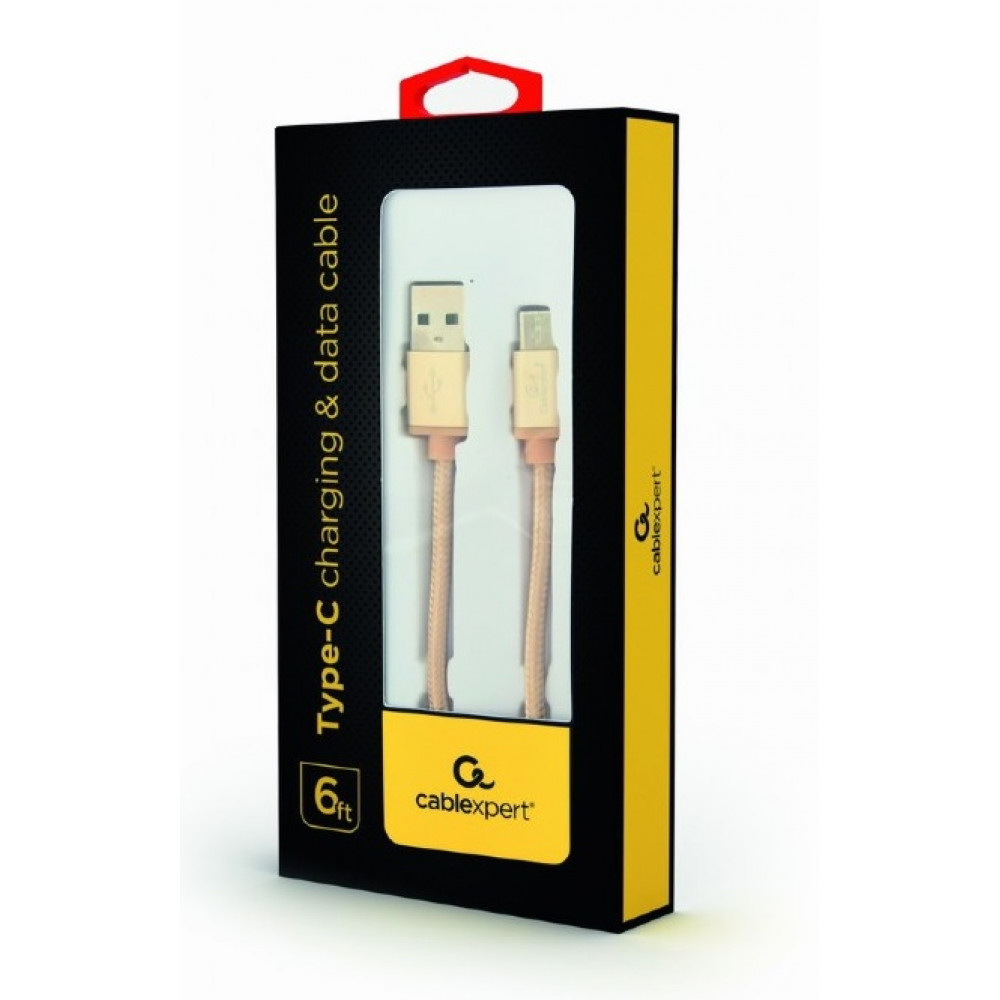 Кабель Cablexpert USB - USB Type-C V 2.0 (M/M), 1.8 м, золотистий (CCB-mUSB2B-AMCM-6-G)