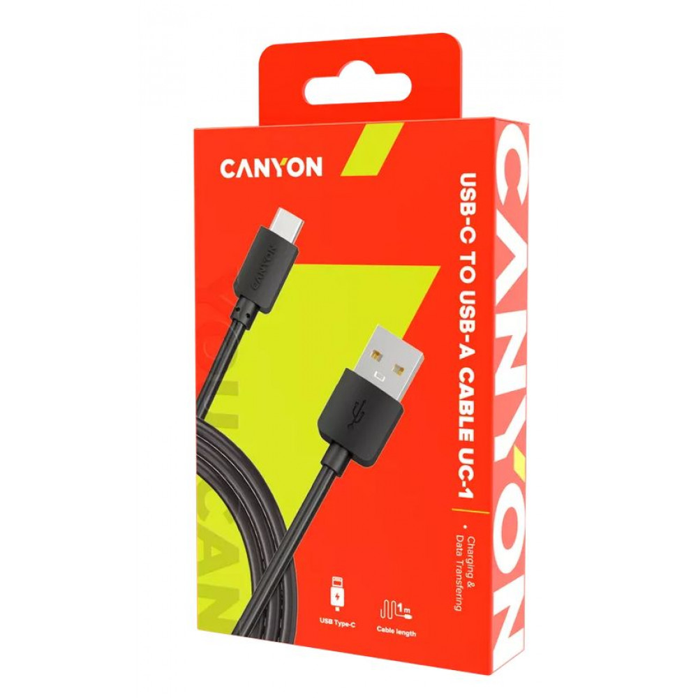 Кабель Canyon USB - USB Type-C (M/M), 1 м, Black (CNE-USBC1B)