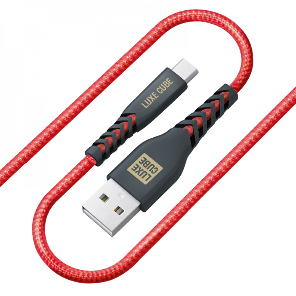 Кабель Luxe Cube Kevlar USB-microUSB (M/M), 1.2 м, червоний (8886998686264)