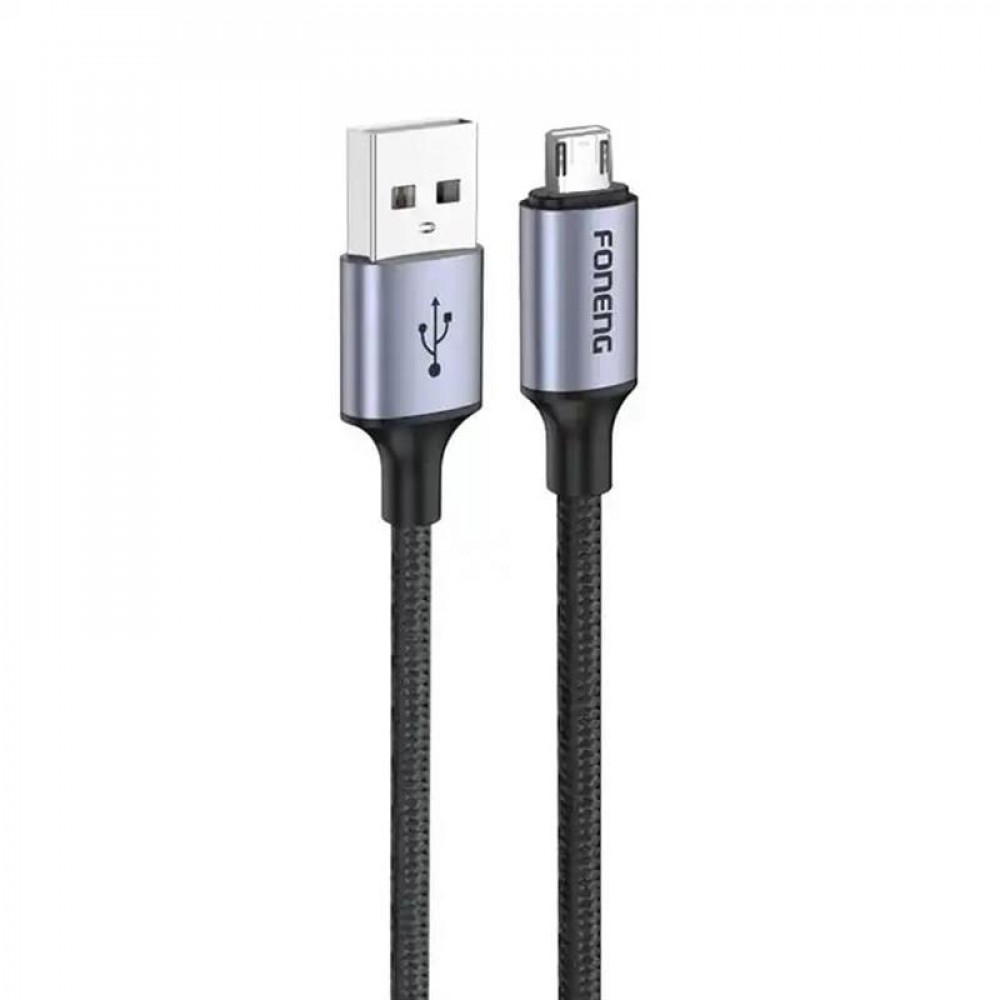 Кабель Foneng X95 Metal Head Braided Cable USB - micro USB 3A 1.2м Black (X95-CA-MU)