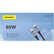 Кабель Foneng X95 Metal Head Braided Cable USB-C - USB-C (M/M) 60W 1.2 м Black (X95-CA-TCTC)