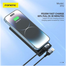 Кабель Foneng X92 4-in-1 (60W) USB/USB-C - USB-C/Lightning (M/M), 1 м, Black (X92-CA-FIO)