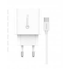 Мережевий зарядний пристрій Foneng EU46 QC3.0 Charger (1USBх3A) White (EU46-CH-TC) + кабель USB Type C Мережевий зарядний пристрій Foneng EU46 QC3.0 Charger (1USBх3A) White (EU46-CH-TC) + кабель USB Type C