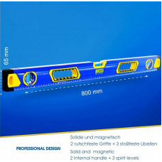 Рівень S&R 800 мм, 3 капсули, магнітний (423034080)