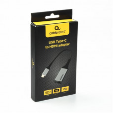 Перехідник Cablexpert USB Type-C - HDMI (M/F), 0.15 м, чорний/сріблястий (A-CM-HDMIF4K)