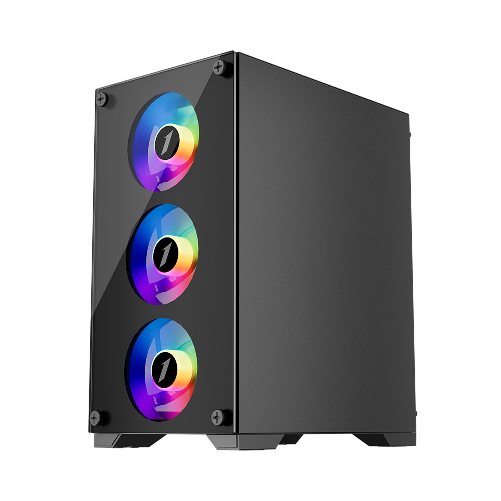 Корпус 1stPlayer X2-M-BK-4F1 Black без БЖ