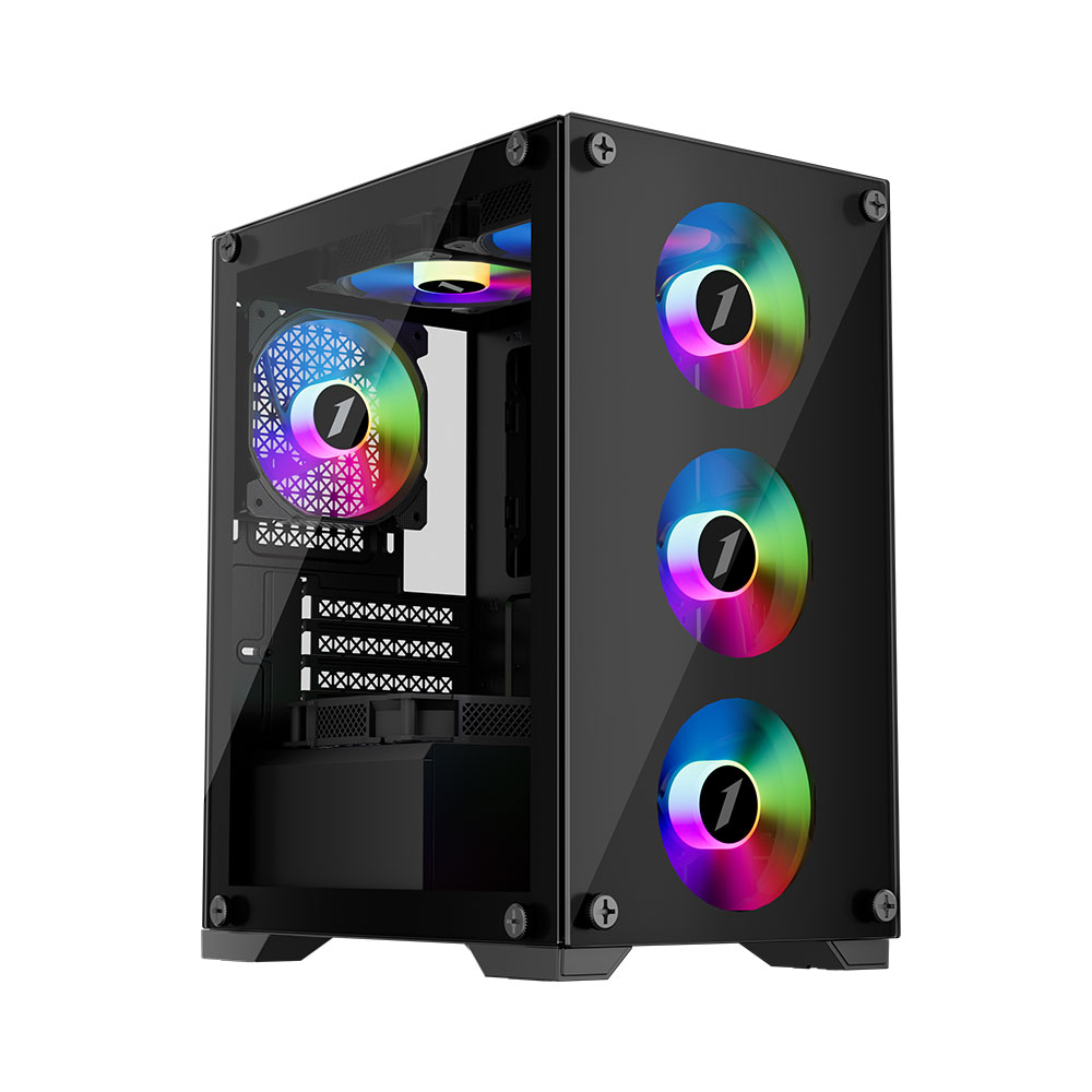 Корпус 1stPlayer X2-M-BK-4F1 Black без БЖ