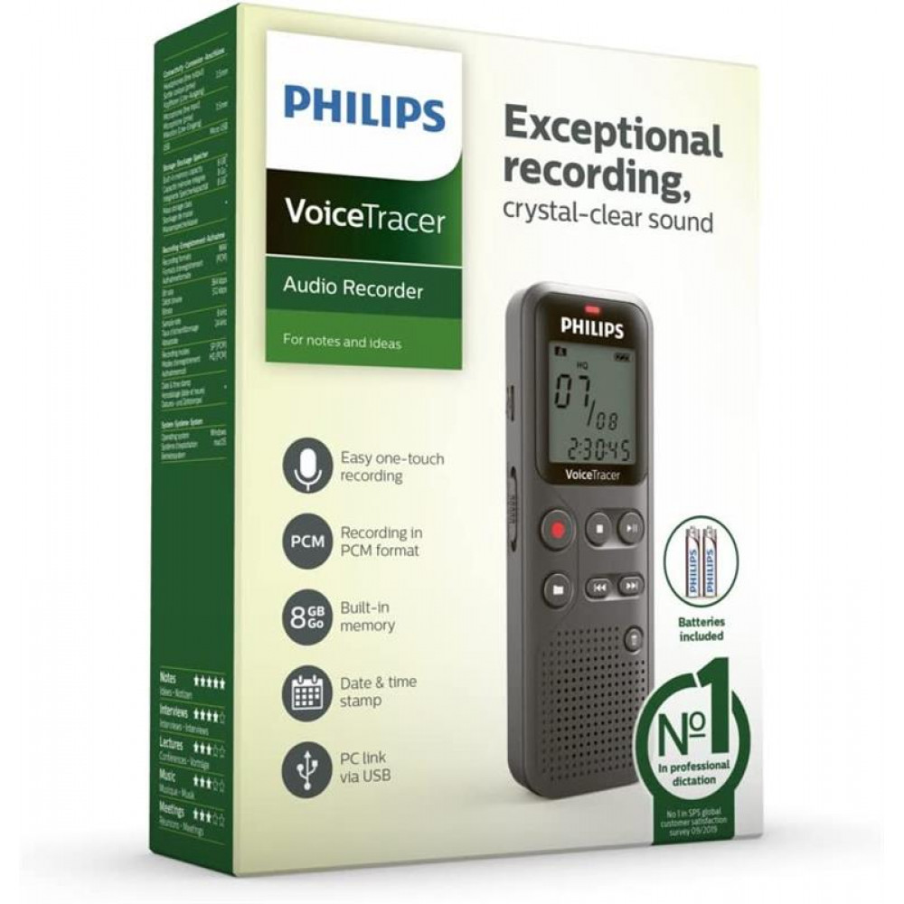 Диктофон Philips DVT1120 8GB Gray