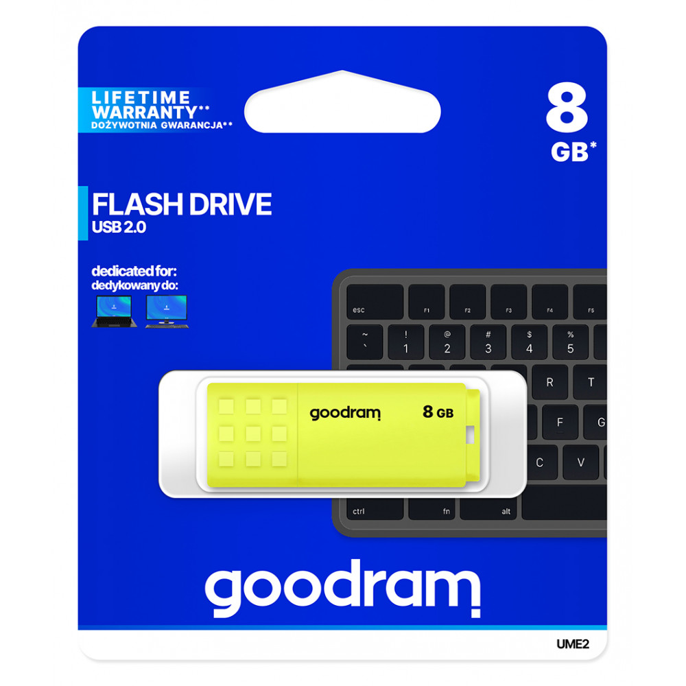 Флеш-накопичувач USB2.0  8GB Goodram UME2 Yellow (UME2-0080Y0R11)