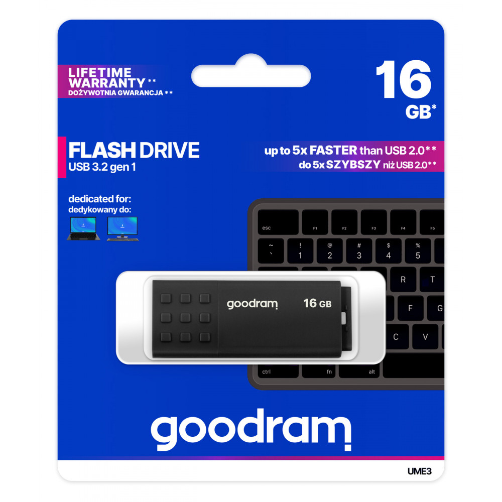 Флеш-накопичувач USB3.2 16GB Goodram UME3 Black (UME3-0160K0R11)