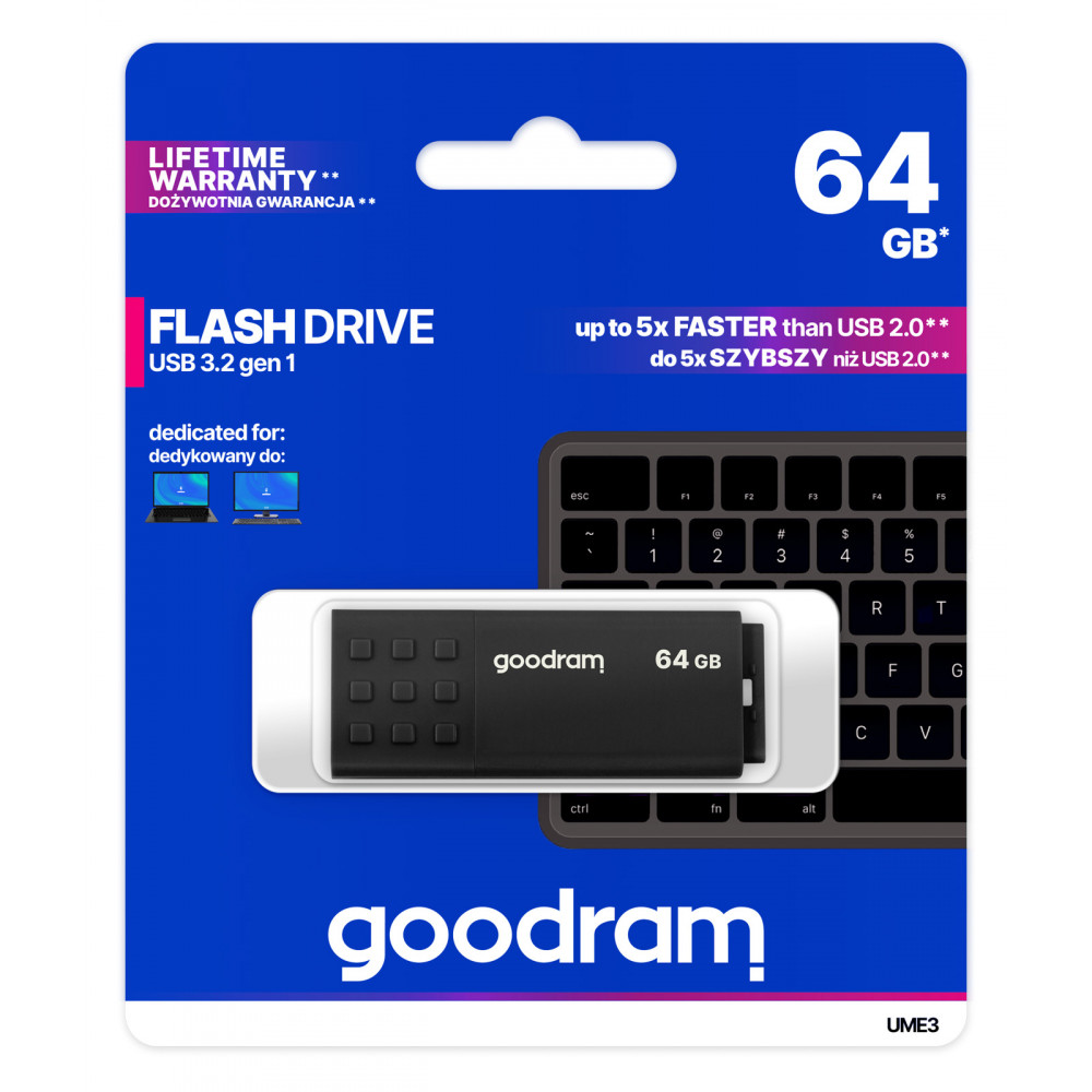 Флеш-накопичувач USB3.2 64GB Goodram UME3 Black (UME3-0640K0R11)
