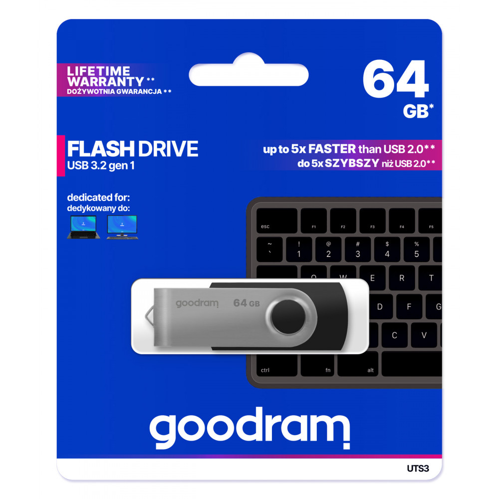 Флеш-накопичувач USB3.2 64GB Goodram UTS3 (Twister) Black (UTS3-0640K0R11)