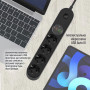 Фільтр живлення ColorWay CW-CHE44PDB 4 розетки, 4USB (Type-C PD20W + 3USB QC3.0) (45W), 2м, Black