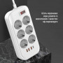 Фільтр живлення ColorWay CW-CHE64PDW 6 розеток, 4USB (Type-C PD20W + 3USB QC3.0) (38W), 2м, White