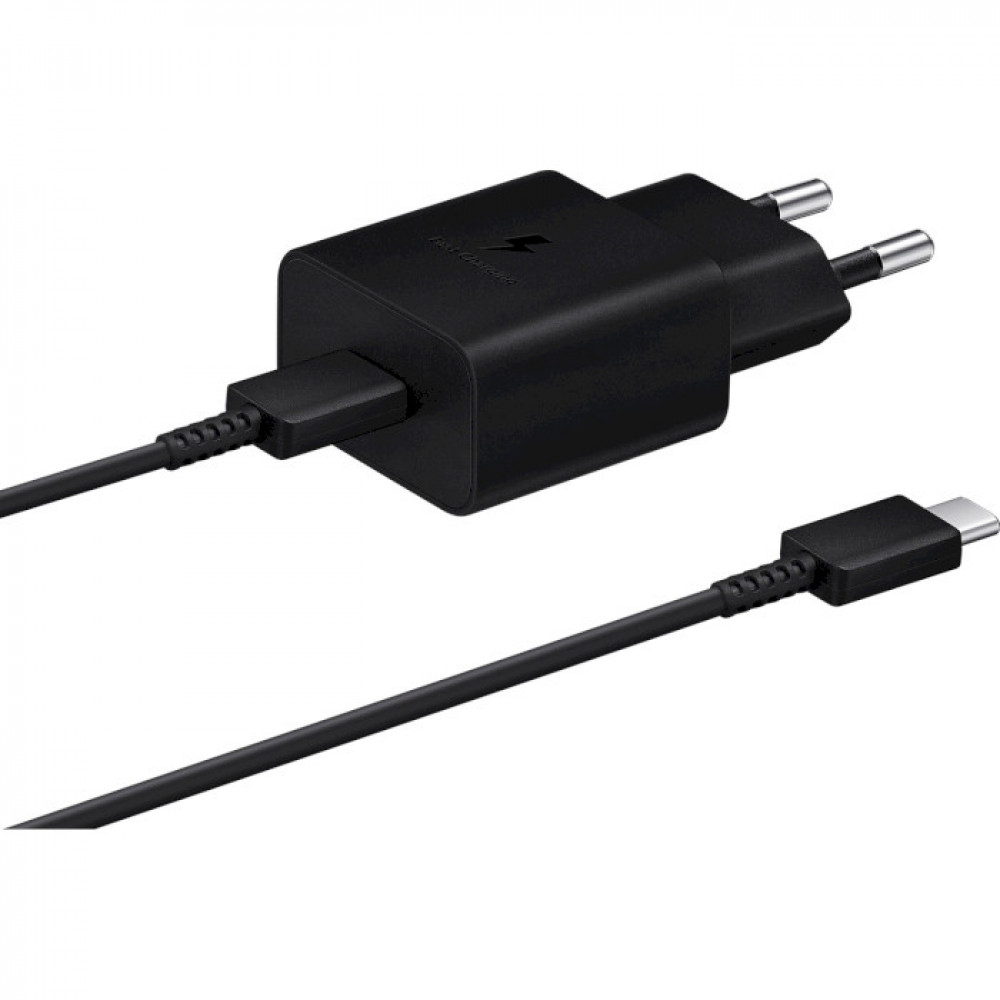 Мережевий зарядний пристрій Samsung EP-T1510X Black, 1хUSB Type-C, 15W + кабель USB Type-C (EP-T1510XBEGEU)