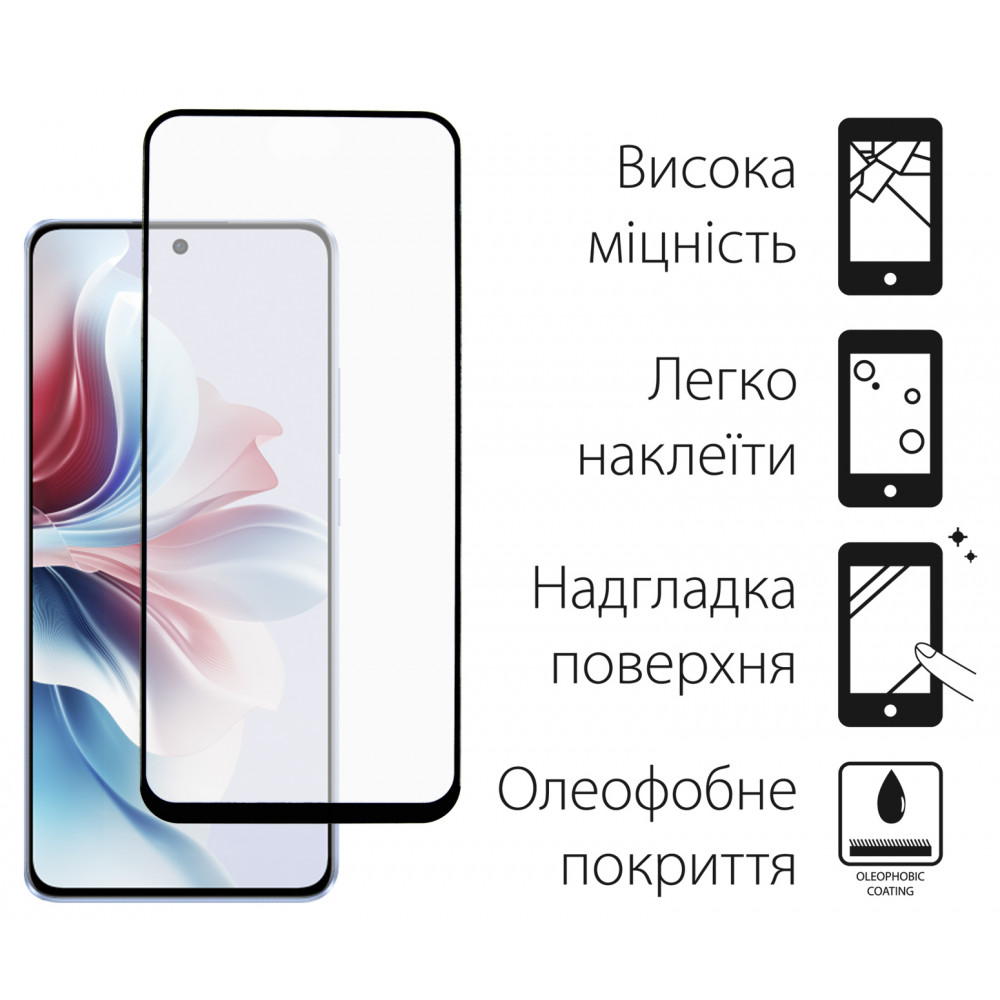 Захисне скло Dengos для Oppo Reno 11F Black Full Glue (TGFG-359)