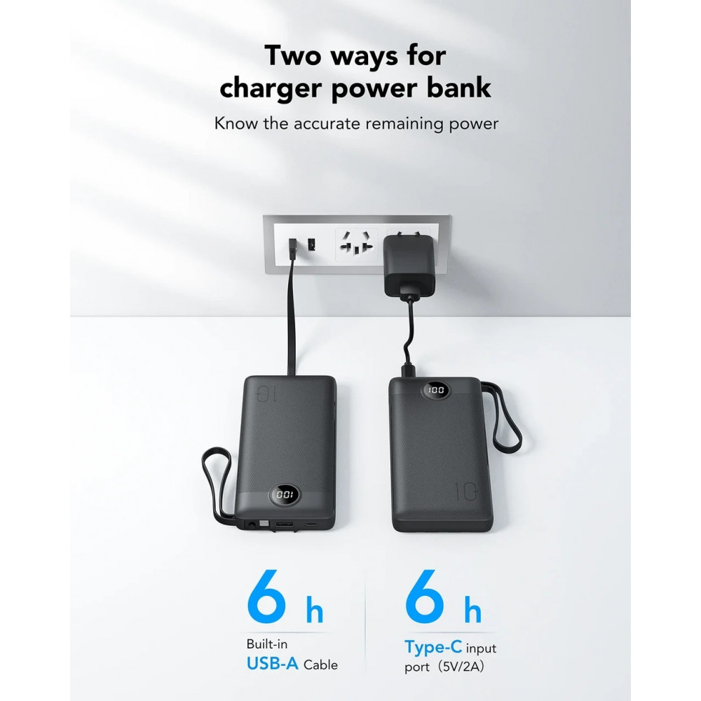Універсальна мобільна батарея Veger C10 10000mAh, Black (1283126526848)