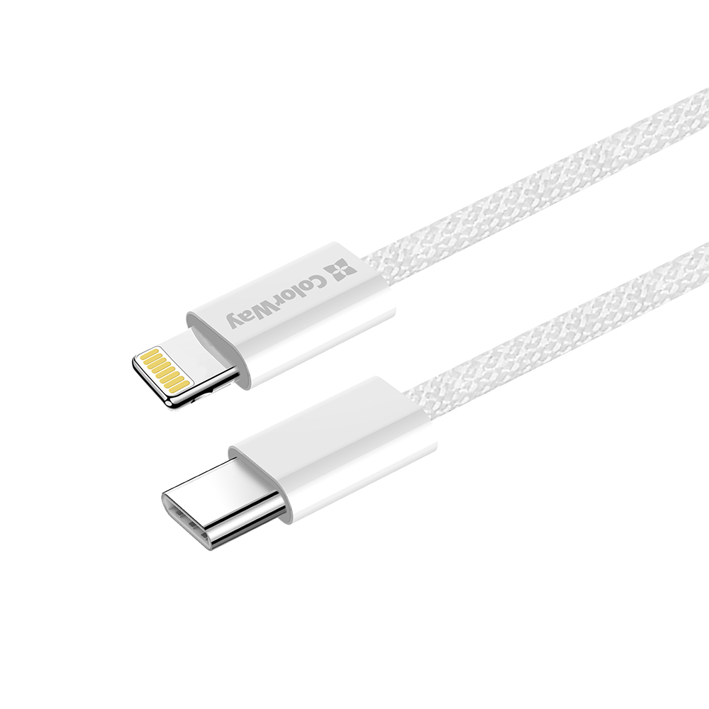 Кабель ColorWay USB Type-C - Lightning (M/M), (braided cotton) (PD Fast Charging 27W), 2 м, Gray (CW-CBPDCL068-GR)