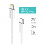 Кабель ColorWay USB Type-C - Lightning (M/M), (braided cotton) (PD Fast Charging 27W), 2 м, Gray (CW-CBPDCL068-GR)