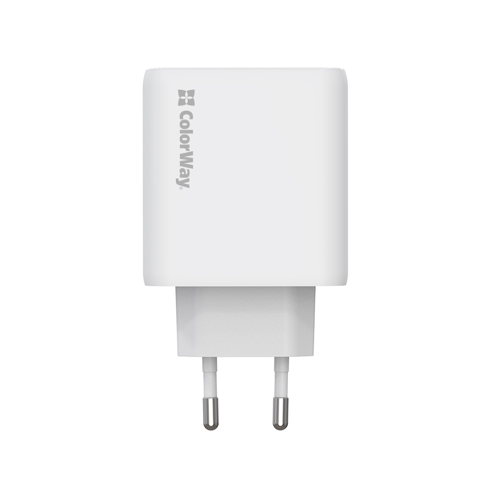 Мережевий зарядний пристрій ColorWay GaN Mini 50W PD Port PPS USB (Type-C PD 30W + Type-C PD 20W) White (CW-CHS050PD-WT)