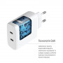 Мережевий зарядний пристрій ColorWay GaN Mini 50W PD Port PPS USB (Type-C PD 30W + Type-C PD 20W) White (CW-CHS050PD-WT)
