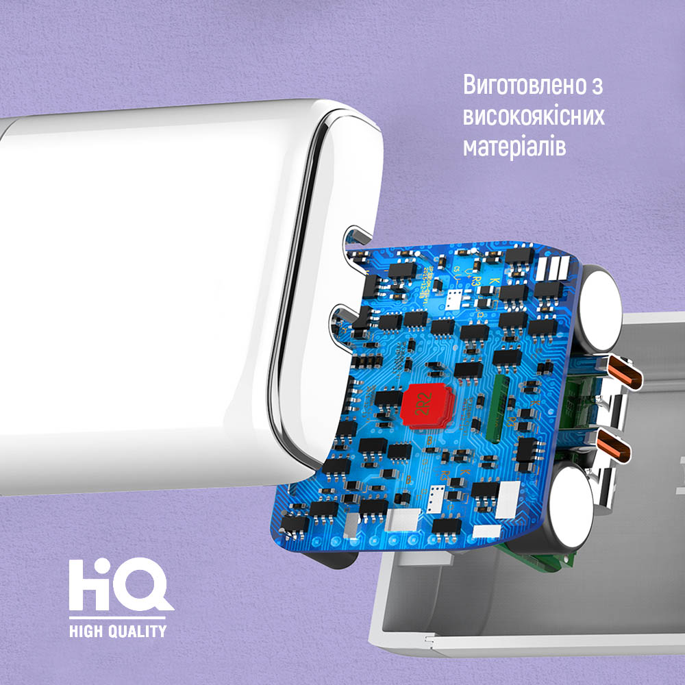 Мережевий зарядний пристрій ColorWay Power Delivery Port PPS USB (Type-C PD + Type-C PD) (40W) White (CW-CHS048PD-WT)