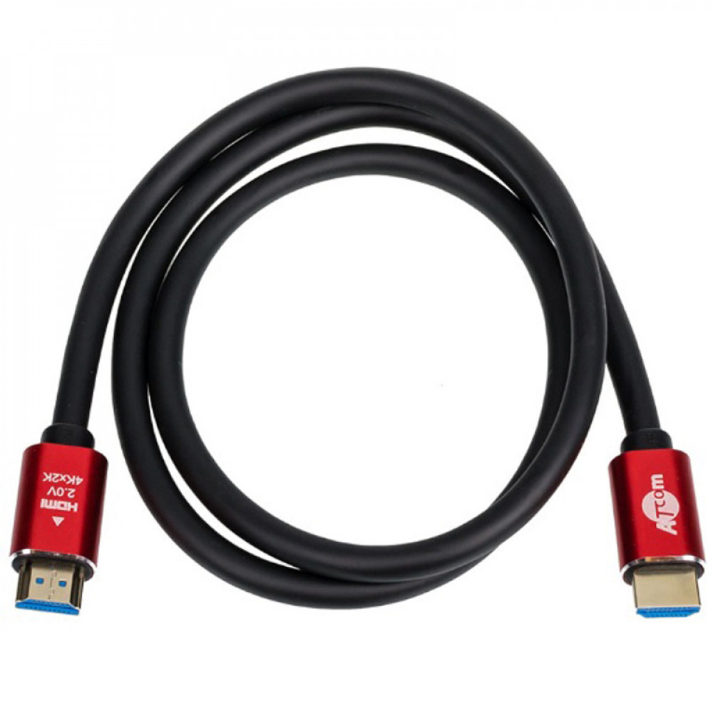 Кабель Atcom HDMI - HDMI V 2.0 (M/M), 4K, 2 м, чорний/червоний (24942) пакет 