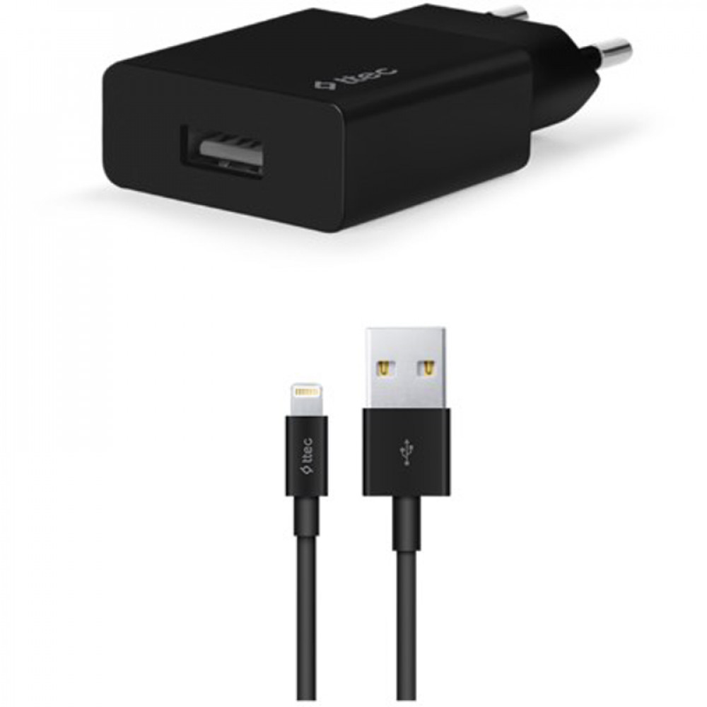Мережевий зарядний пристрій Ttec SmartCharger USB 2.1А Black (2SCS20LS) + кабель Lightning