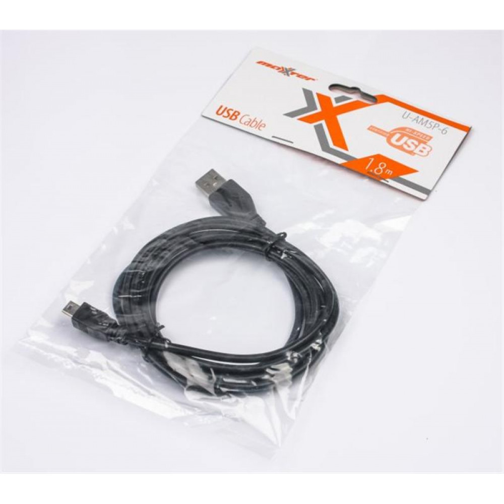 Кабель Maxxter (U-AM5P-6) USB 2.0 AM - Mini USB B, 1.8м