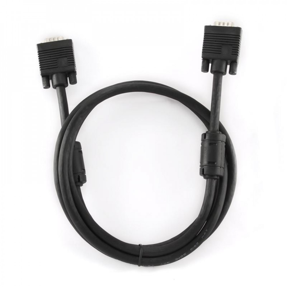 Кабель Cablexpert VGA-VGA HD15M/HD15M з 2-ма фер. кільцями, подвійний екран, чорний, 1.8 м (CC-PPVGA-6B)