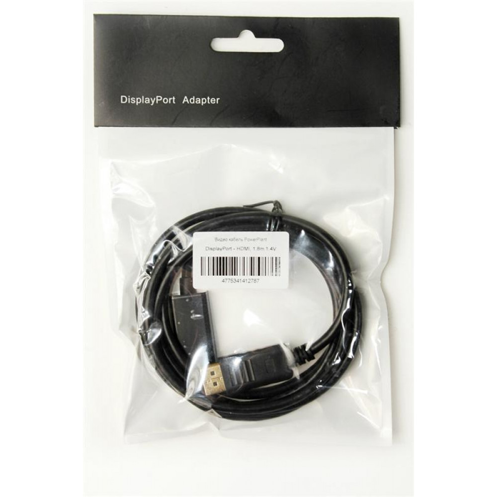 Кабель PowerPlant (KD00AS1278) DisplayPort-HDMI v1.4, 1.8м, Black