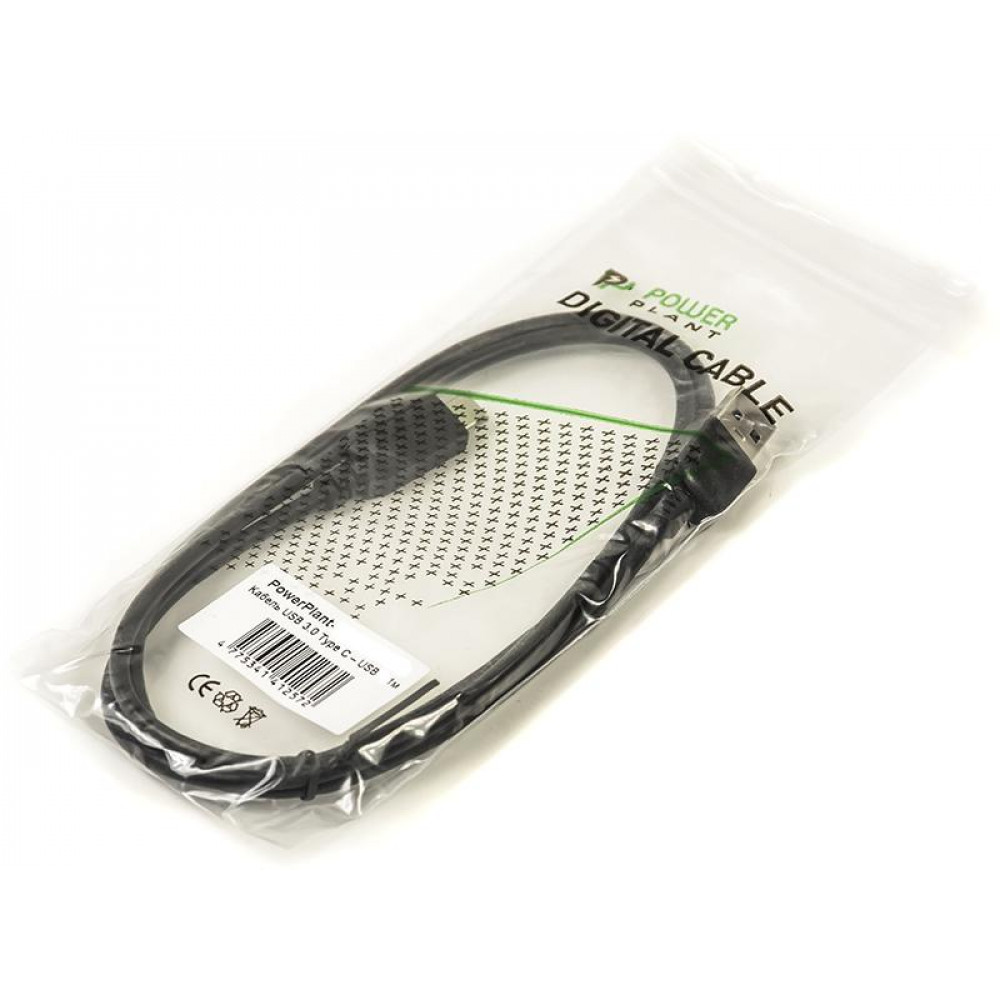 Кабель PowerPlant (CA910816) USB3.0(AM)-USB3.0 Type-C(M), 1м, Black