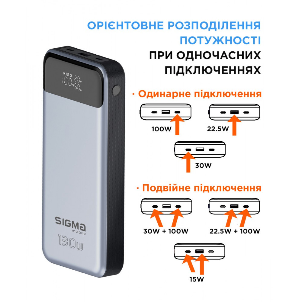 Універсальна мобільна батарея Sigma mobile X-Power SI30A7QLX 30000mAh Silver (4827798479117)